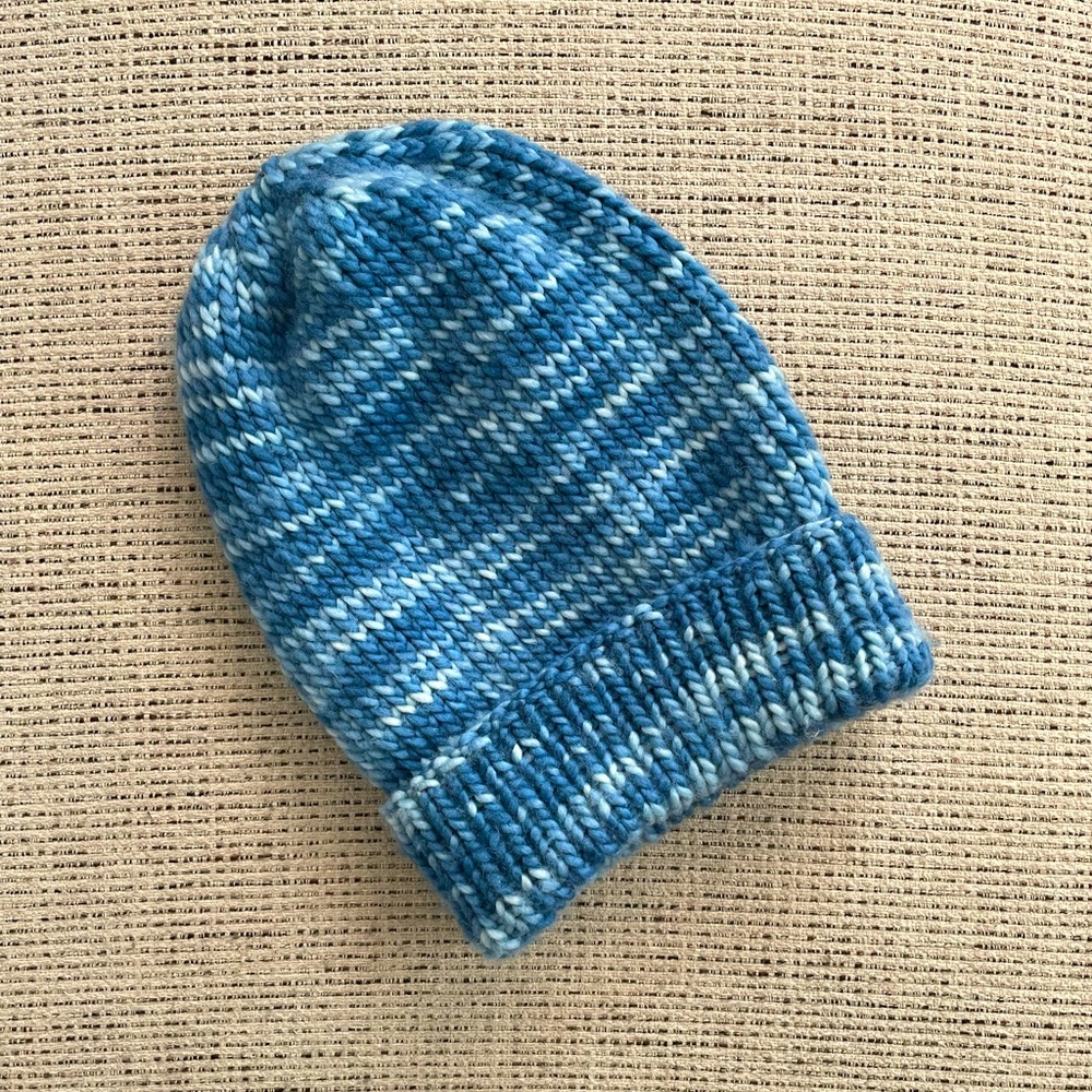 Hand made Blue Merino Wool Beanie